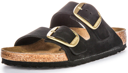 Birkenstock Arizona Sandals | Black suede leather - Big Buckle for Women