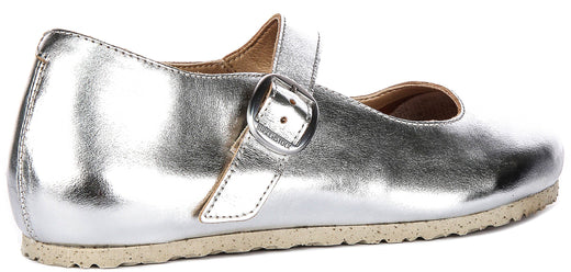 Scarpe Birkenstock Tracy | Tomaia argentata in materiale caratteristico Birkenstock per uomo e donna