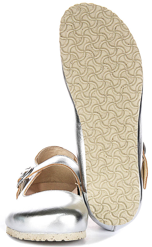 Scarpe Birkenstock Tracy | Tomaia argentata in materiale caratteristico Birkenstock per uomo e donna