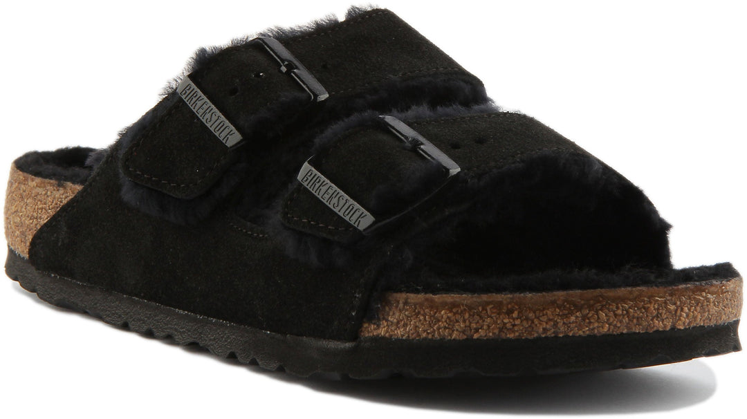 Birkenstock Arizona Sandals | Black shearling-lined suede for Women