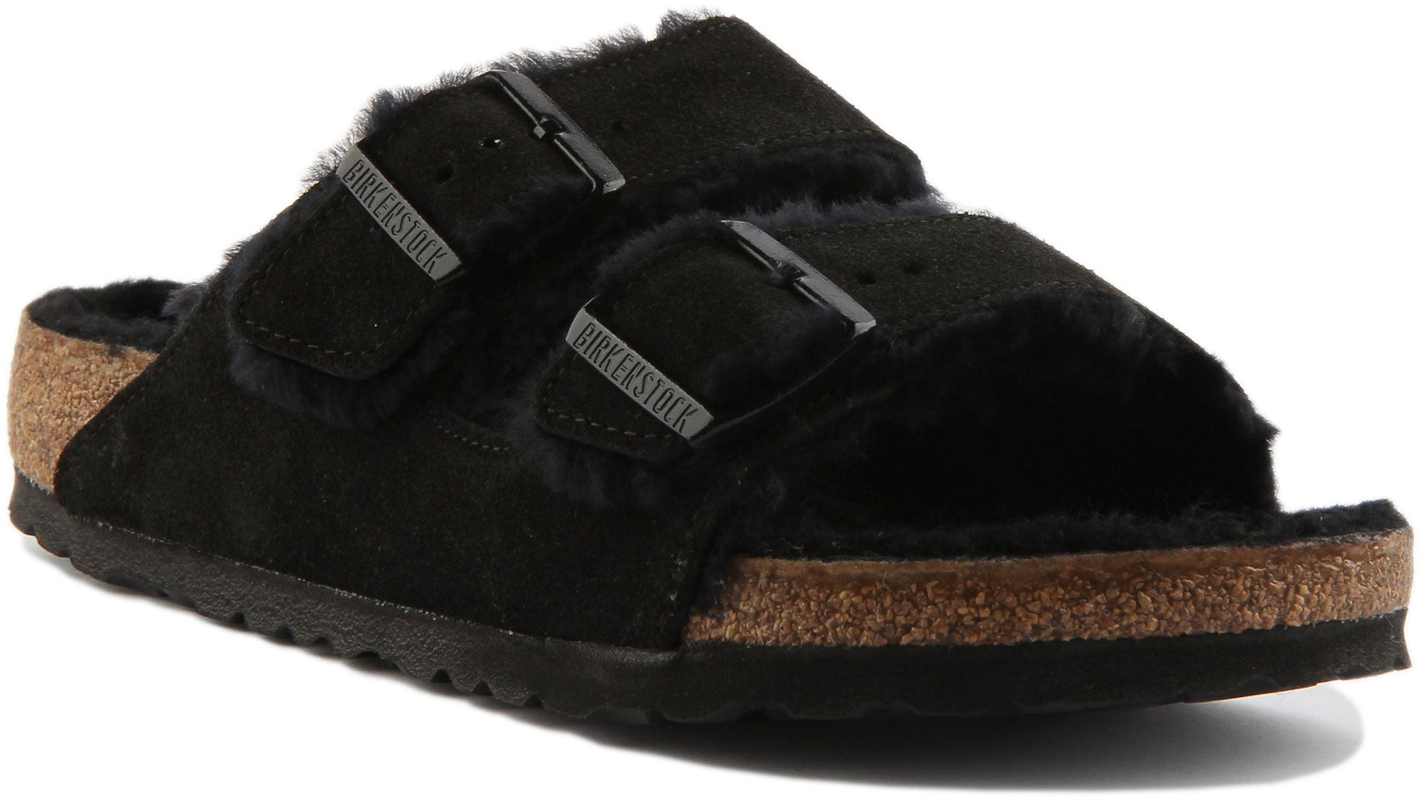 Birkenstock Arizona Sandals | Black shearling-lined suede for Women