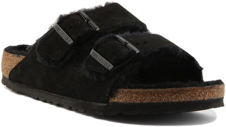 Birkenstock Arizona Sandals | Black shearling-lined suede for Women