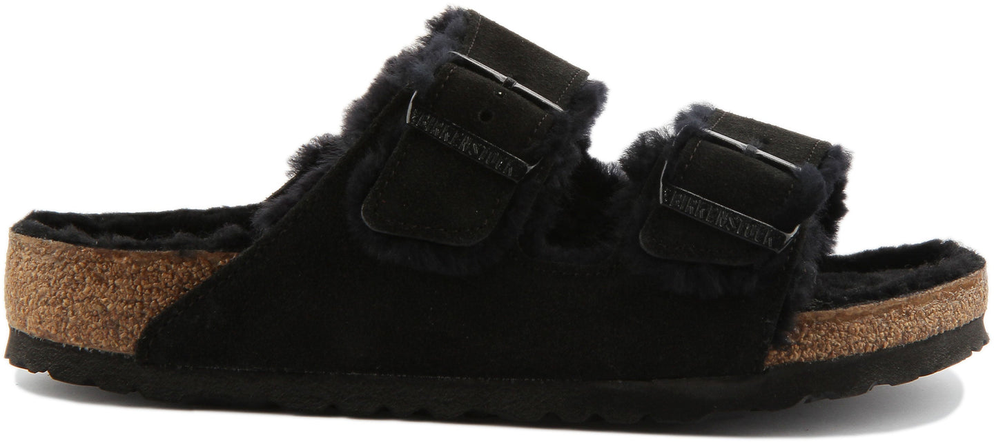Birkenstock Arizona Sandals | Black shearling-lined suede for Women