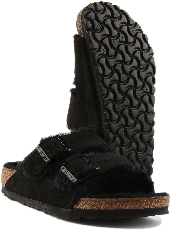 Birkenstock Arizona Sandals | Black shearling-lined suede for Women