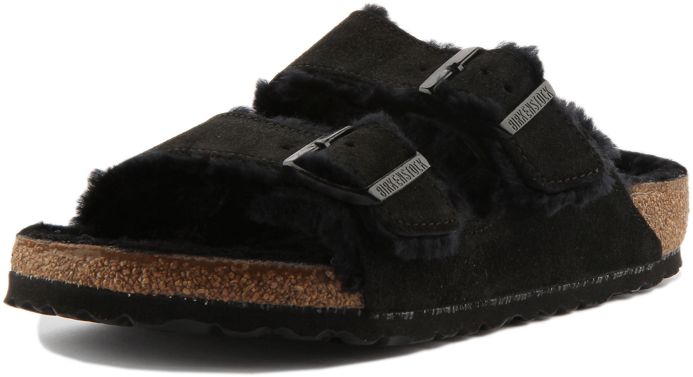 Birkenstock Arizona Sandals | Black shearling-lined suede for Women