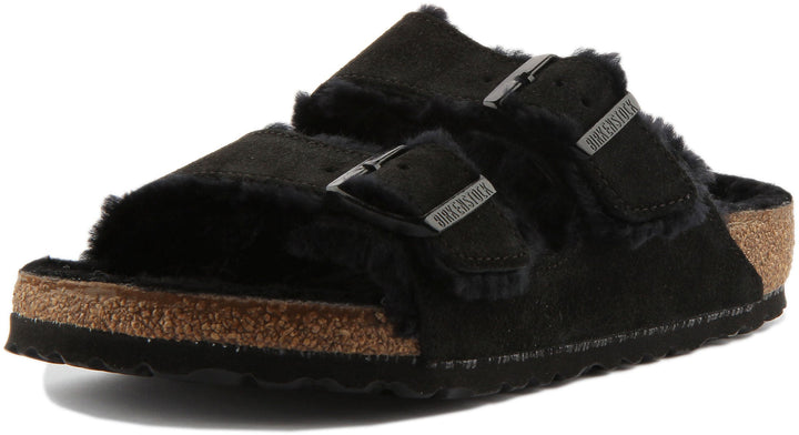 Birkenstock Arizona Sandals | Black shearling-lined suede for Women