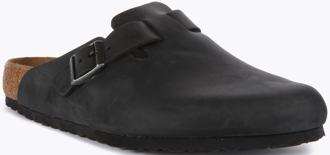Birkenstock Boston Clogs | Black genuine leather for Men and Women