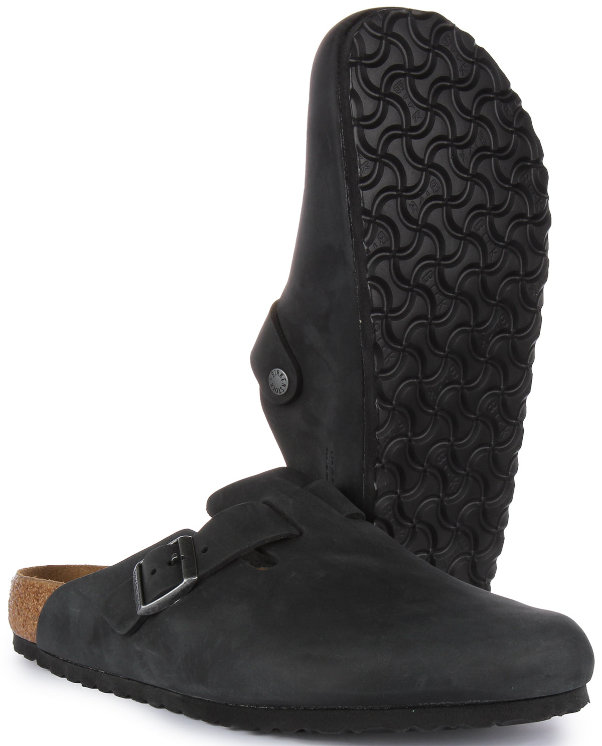 Zoccoli Birkenstock Boston | Vera pelle nera da uomo e donna