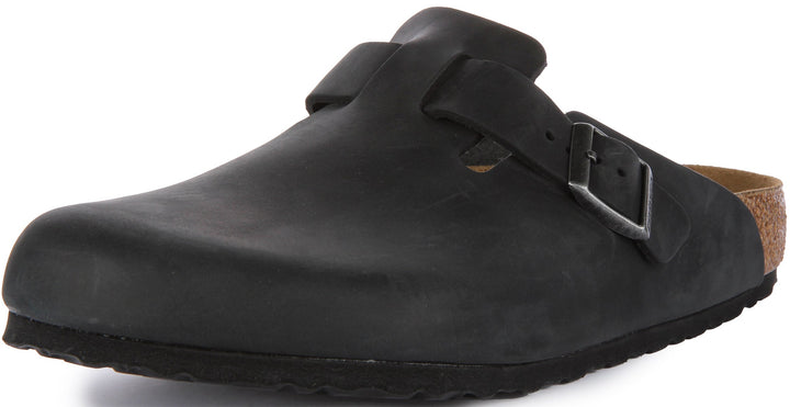 Birkenstock Boston Clogs | Black genuine leather for Men and Women
