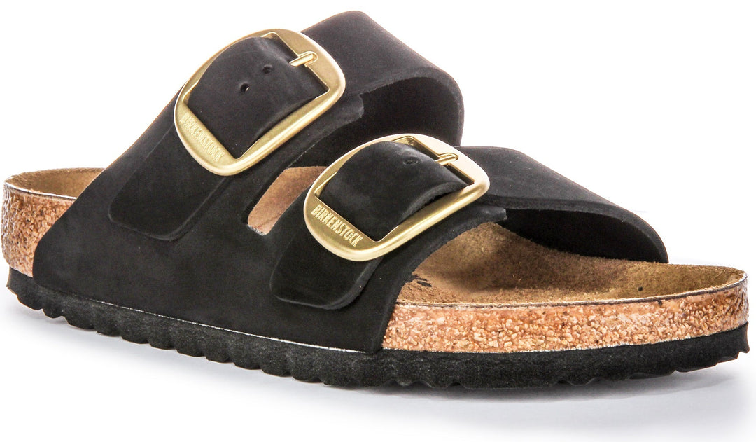Birkenstock Arizona Sandals | Black suede leather - Big Buckle for Women