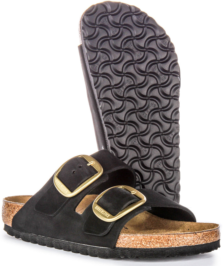 Birkenstock Arizona Sandals | Black suede leather - Big Buckle for Women