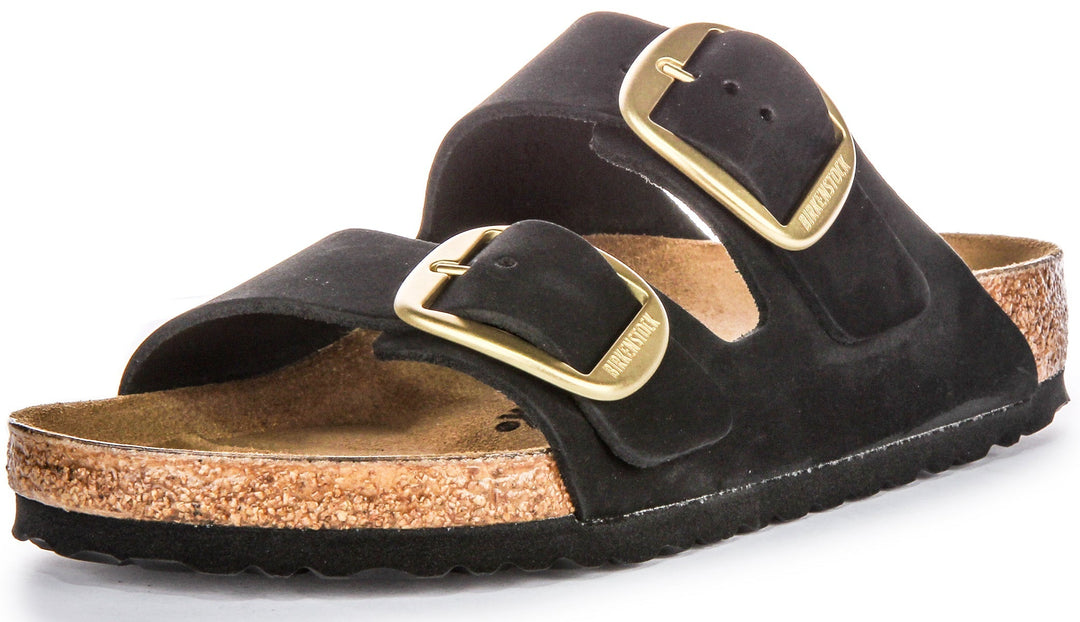 Birkenstock Arizona Sandals | Black suede leather - Big Buckle for Women