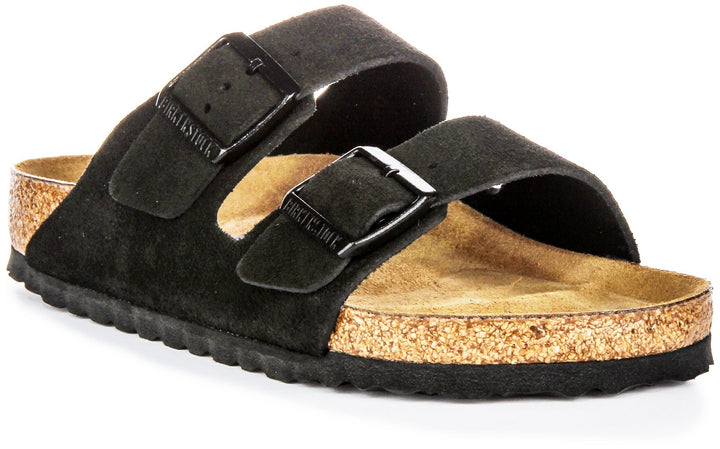 Birkenstock Arizona Sandals | Black suede leather - Soft Footbed for Men and Women