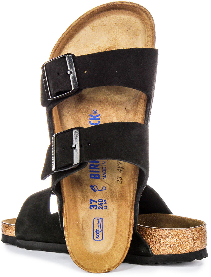 Birkenstock Arizona Sandals | Black suede leather - Soft Footbed for Men and Women