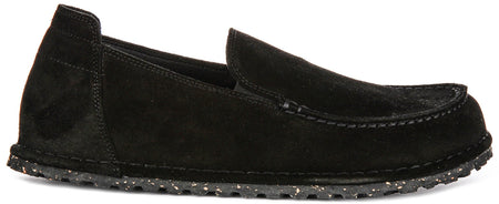 Birkenstock Utti scarpe | Pelle scamosciata nera da uomo e donna - Calzata regolare