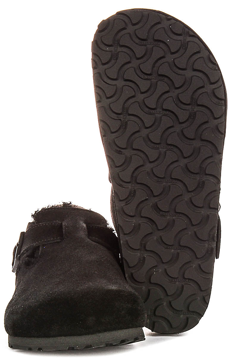 Birkenstock London Clogs | Black shearling-lined suede for Women - Regular Fit