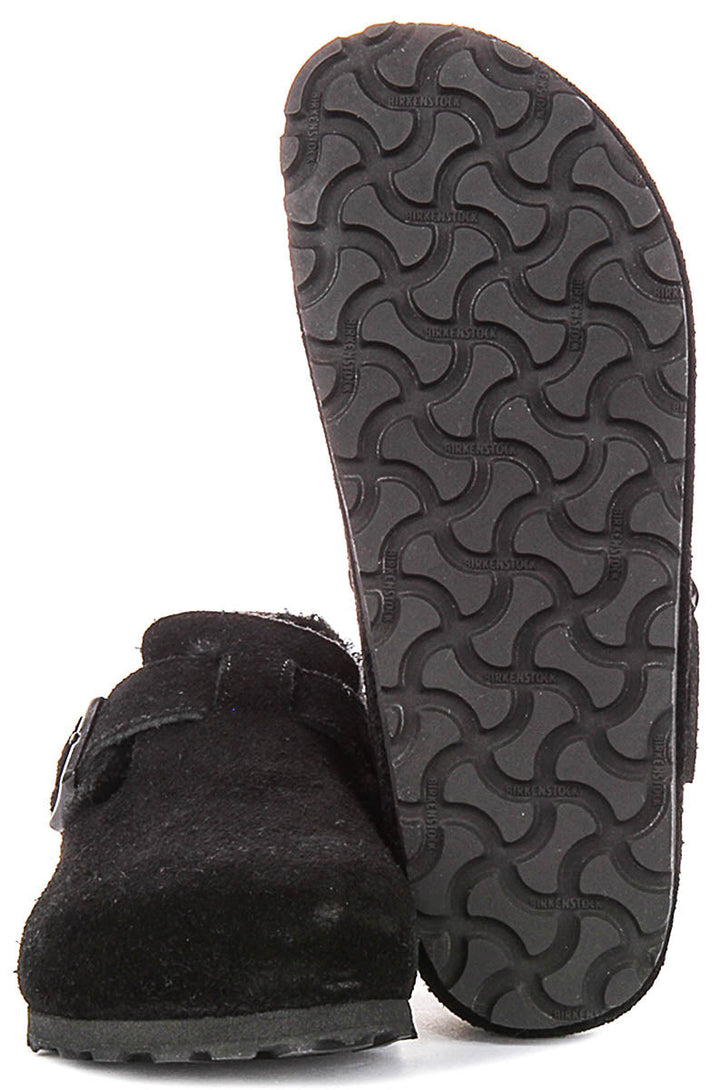 Birkenstock London Clogs | Black shearling-lined suede for Men and Women - Narrow Fit