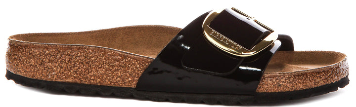 Birkenstock Madrid Sandals | Black patent-finish leather - Big Buckle for Women - Regular Fit