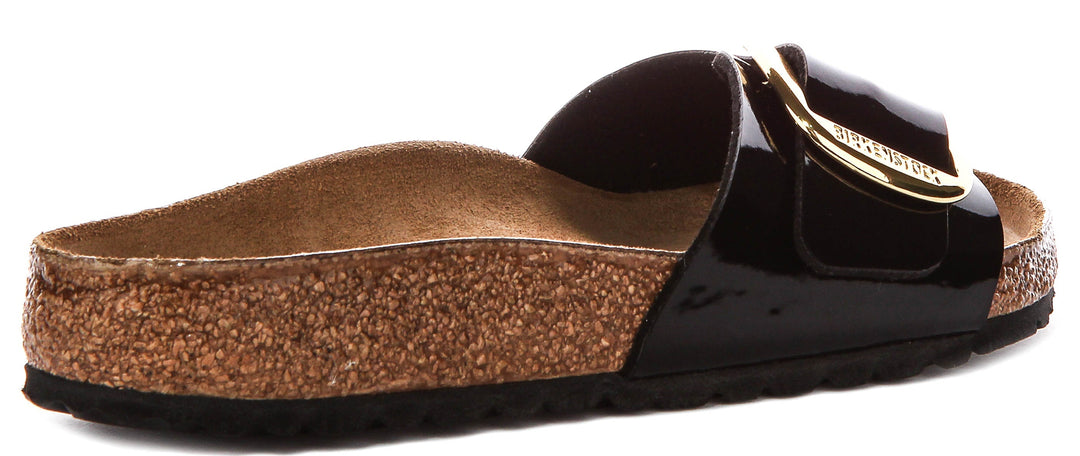 Birkenstock Madrid Sandals | Black patent-finish leather - Big Buckle for Women - Regular Fit