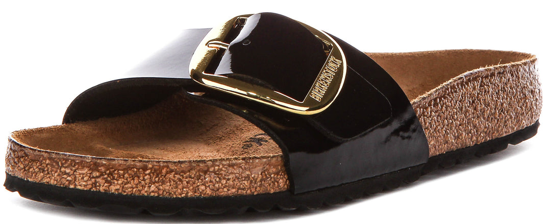 Birkenstock Madrid Sandals | Black patent-finish leather - Big Buckle for Women - Regular Fit