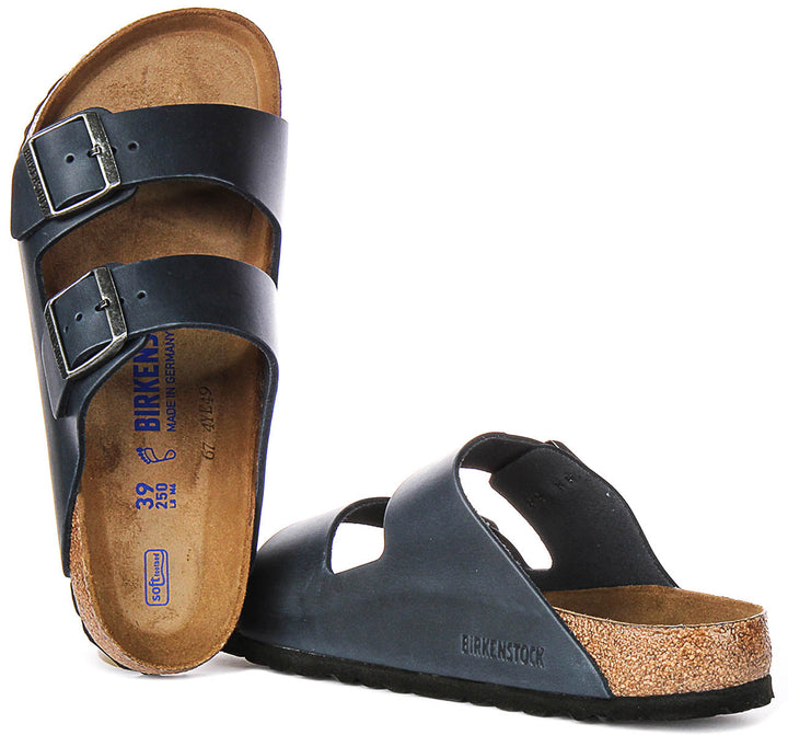 Birkenstock Arizona Sandals | Blue genuine leather - Soft Footbed for Men and Women - Regular Fit