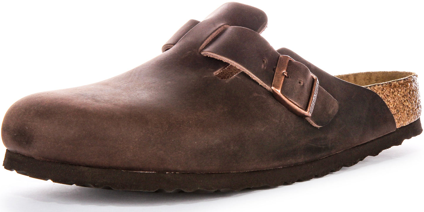 Zoccoli Birkenstock Boston | Pelle autentica marrone da uomo e da donna