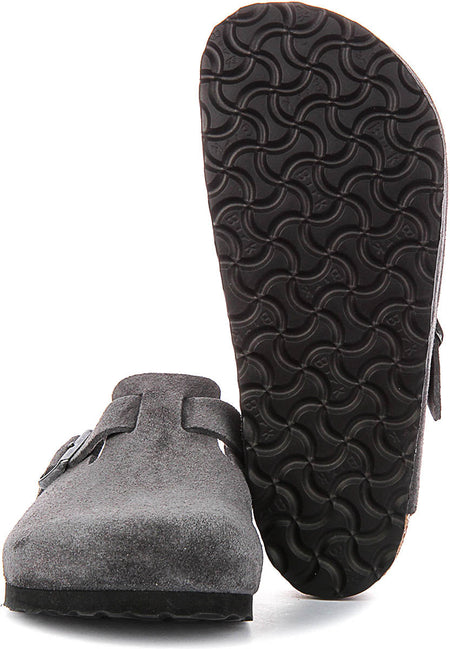 Zuecos Birkenstock Boston | Birko-Flor color carbón para hombre y mujer - horma regular