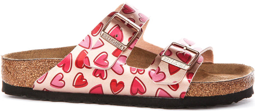 Birkenstock Arizona Sandals | Copper Birko-Flor - Heart Print for Kids - Regular Fit