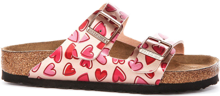 Birkenstock Arizona Sandals | Copper Birko-Flor - Heart Print for Kids - Regular Fit