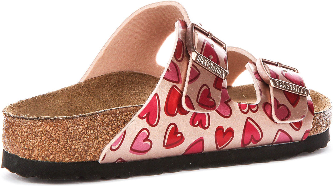 Birkenstock Arizona Sandals | Copper Birko-Flor - Heart Print for Kids - Regular Fit
