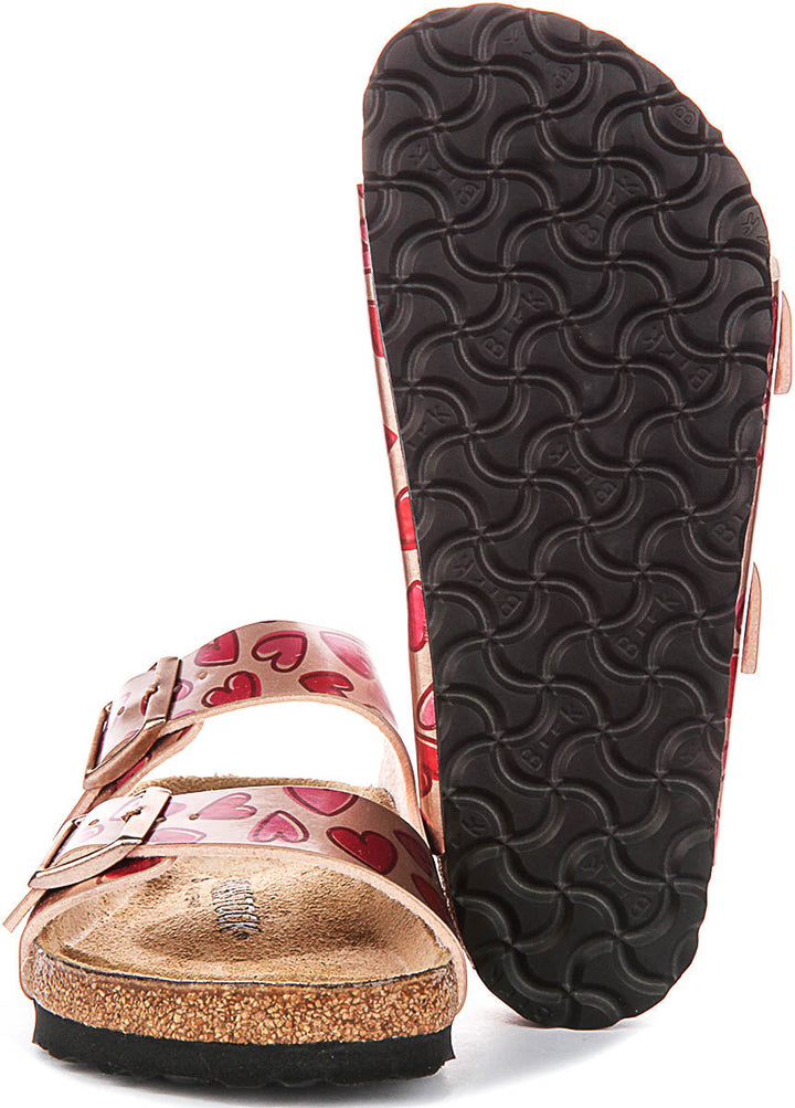 Birkenstock Arizona Sandals | Copper Birko-Flor - Heart Print for Kids - Regular Fit