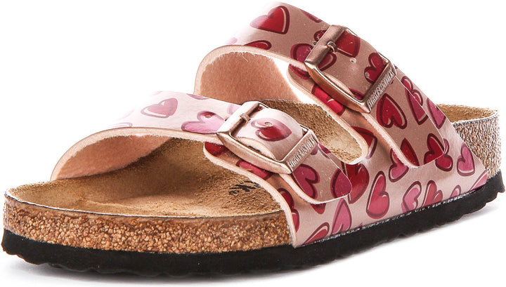 Birkenstock Arizona Sandals | Copper Birko-Flor - Heart Print for Kids - Regular Fit