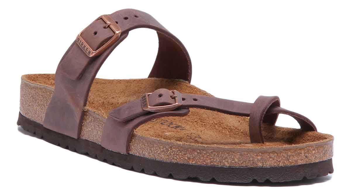 Sandales Birkenstock Mayari | cuir véritable marron foncé pour femmes