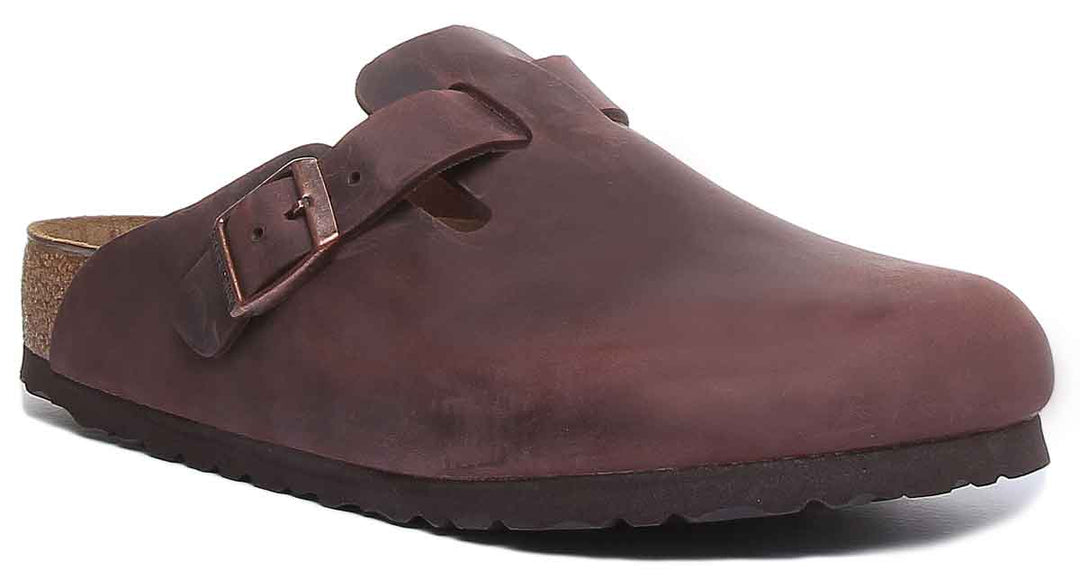 Birkenstock Boston Clogs | Dark Brown genuine leather for Men