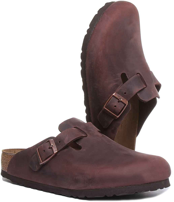 Birkenstock Boston Clogs | Dark Brown genuine leather for Men