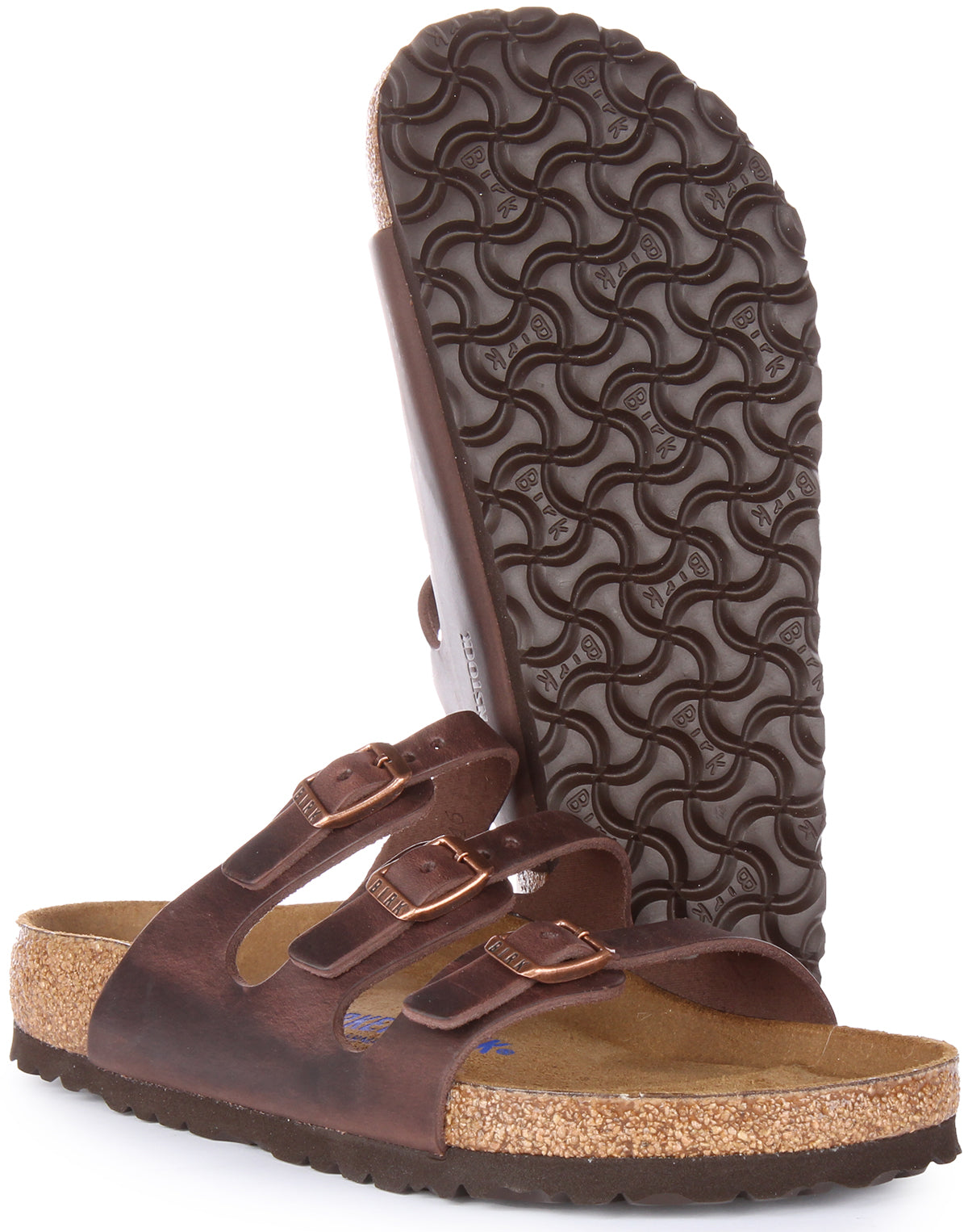 Sandali Birkenstock Florida | Vera pelle marrone scuro da donna