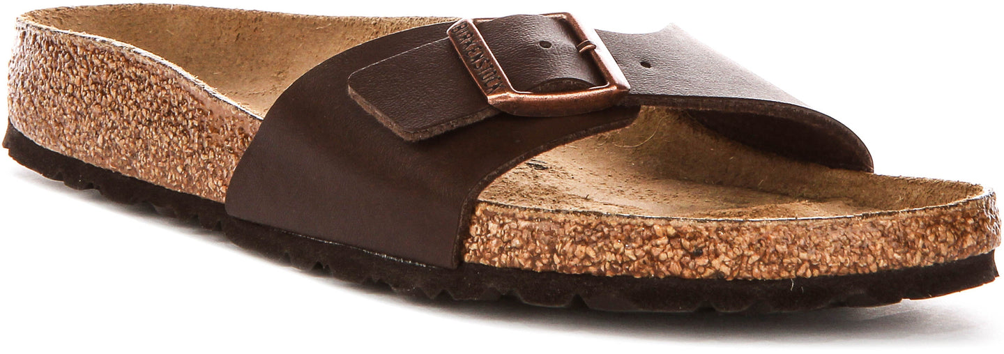 Birkenstock Madrid Sandals | Dark Brown Birko-Flor for Women - Narrow Fit