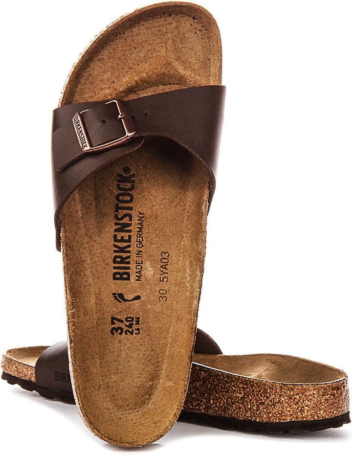 Birkenstock Madrid Sandals | Dark Brown Birko-Flor for Women - Narrow Fit