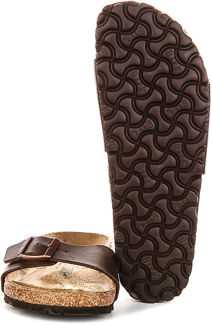 Birkenstock Madrid Sandals | Dark Brown Birko-Flor for Women - Narrow Fit