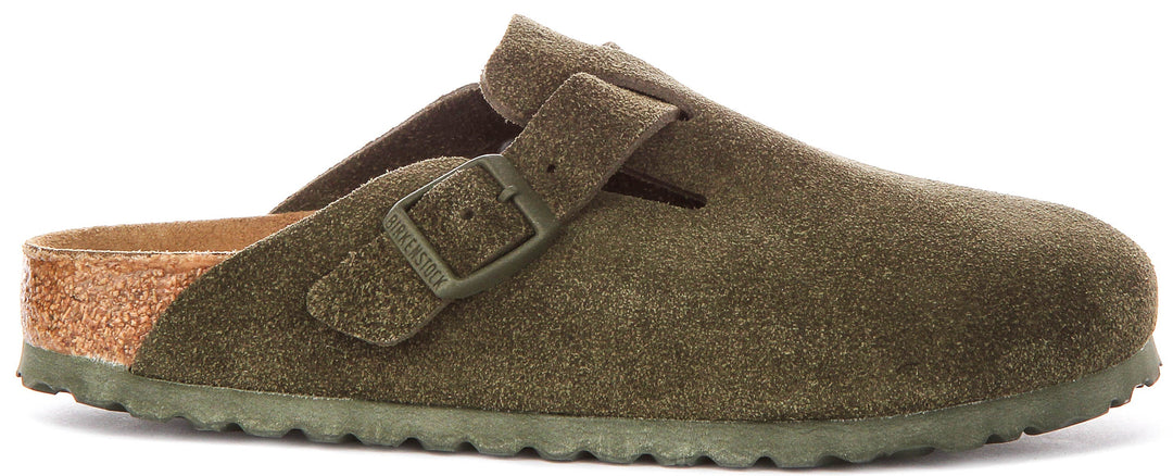 Birkenstock Boston Clogs | Dark Green Birko-Flor for Men and Women - Narrow Fit