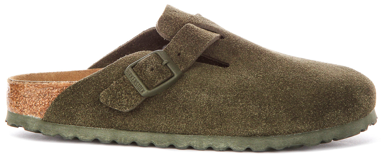 Birkenstock Boston Clogs | Dark Green Birko-Flor for Men and Women - Narrow Fit