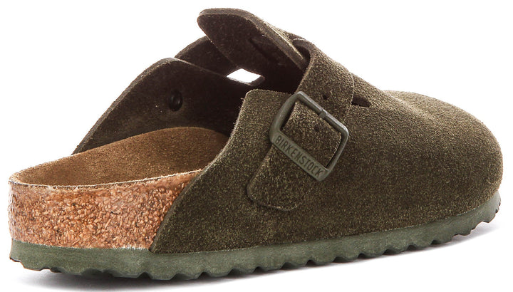 Birkenstock Boston Clogs | Dark Green Birko-Flor for Men and Women - Narrow Fit