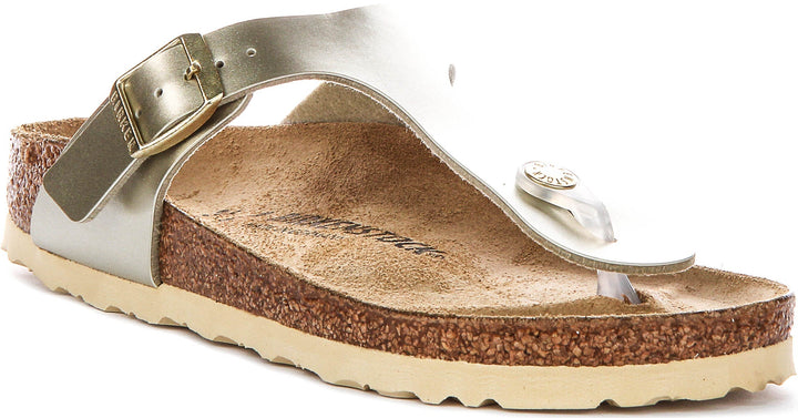 Birkenstock Gizeh Sandals | Gold Birko-Flor for Kids - Narrow Fit