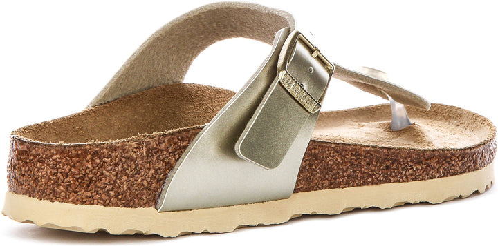 Birkenstock Gizeh Sandals | Gold Birko-Flor for Kids - Narrow Fit