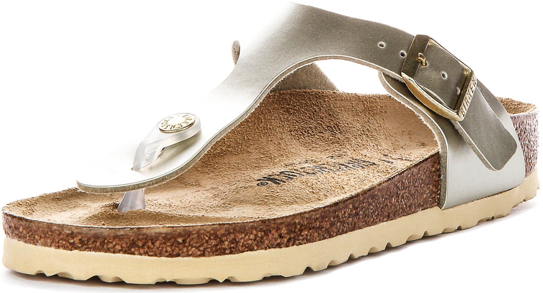 Birkenstock Gizeh Sandals | Gold Birko-Flor for Kids - Narrow Fit
