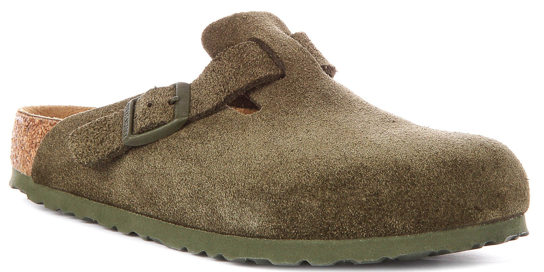 Birkenstock Boston Clogs | Green Birko-Flor for Men and Women - Regular Fit