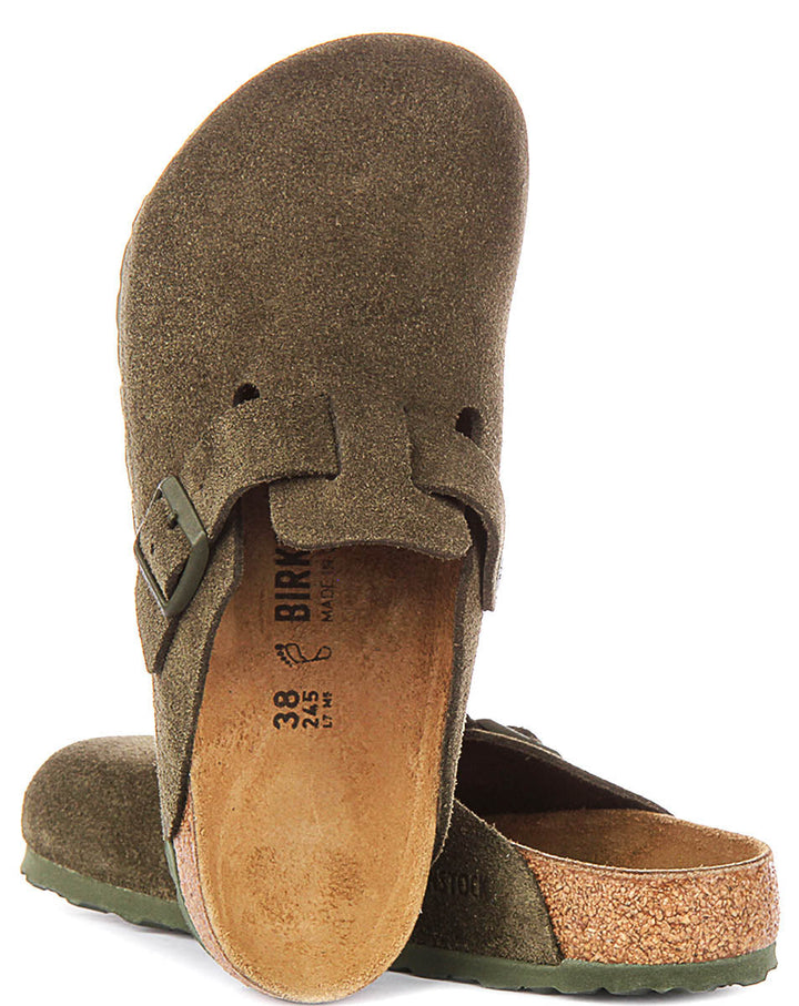 Birkenstock Boston Clogs | Green Birko-Flor for Men and Women - Regular Fit