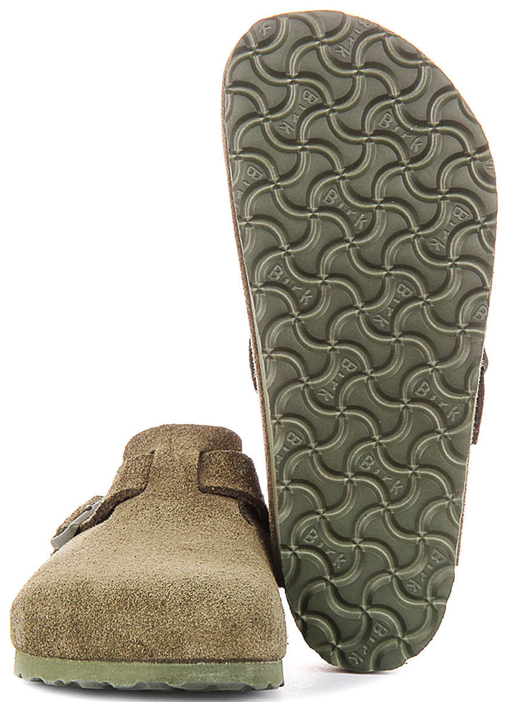 Birkenstock Boston Clogs | Green Birko-Flor for Men and Women - Regular Fit