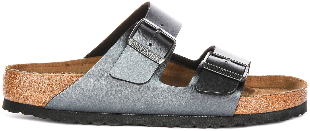 Birkenstock Arizona Sandals | Metallic Black Birko-Flor - Metallic Finish for Women - Regular Fit