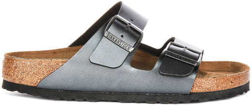 Birkenstock Arizona Sandals | Metallic Black Birko-Flor - Metallic Finish for Women - Regular Fit